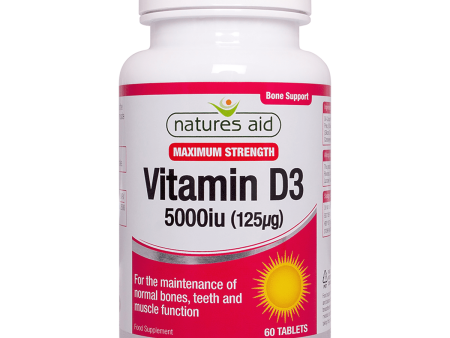 Natures Aid Vitamin D3 5000iu (125ug) High Strength 60 Tabs Online Sale