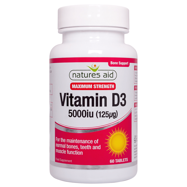 Natures Aid Vitamin D3 5000iu (125ug) High Strength 60 Tabs Online Sale