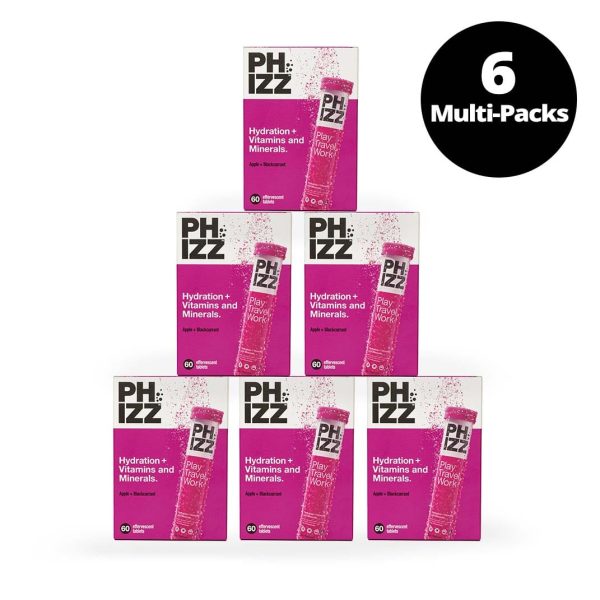 Phizz 2-in-1 Multivitamin & Rehydration Electrolyte Effervescent Multi-pack 6x60 Tabs Apple & Blackcurrant Sale