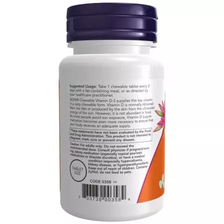 Now Foods Vitamin D3 5,000 IU 120 Mint Flavour Chewables Online now