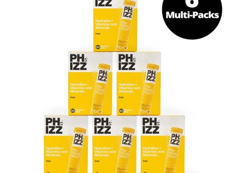 Phizz 2-in-1 Multivitamin & Rehydration Electrolyte Effervescent Multi-pack 6x60 Tabs Orange Fashion