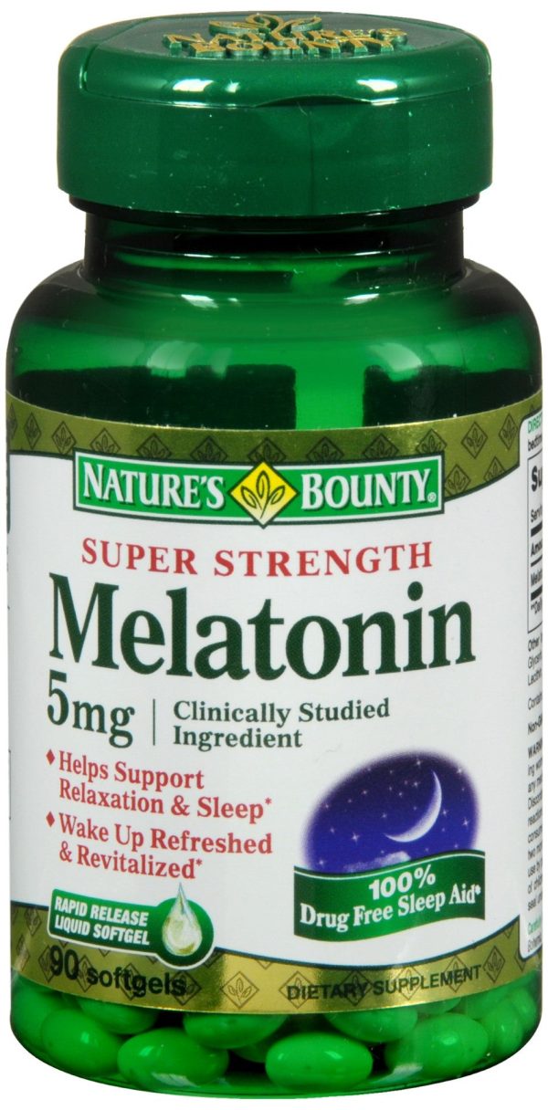 Nature s Bounty Melatonin 5 mg Dietary Supplement Softgels Super Strength Online Sale