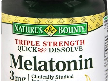 Nature s Bounty Melatonin 3 mg Dietary Supplement Quick Dissolve Tablets Triple Strength Cherry Flavored Supply