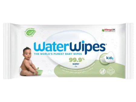 ALLERGY UK Waterwipes Plastic Free Baby & Toddler Wet Wipes KIDS - 60pcs Online Sale